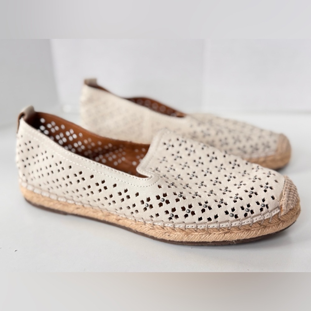 Patricia Nash Elena White Leather Perforated Espadrille Flats Shoes Women’s